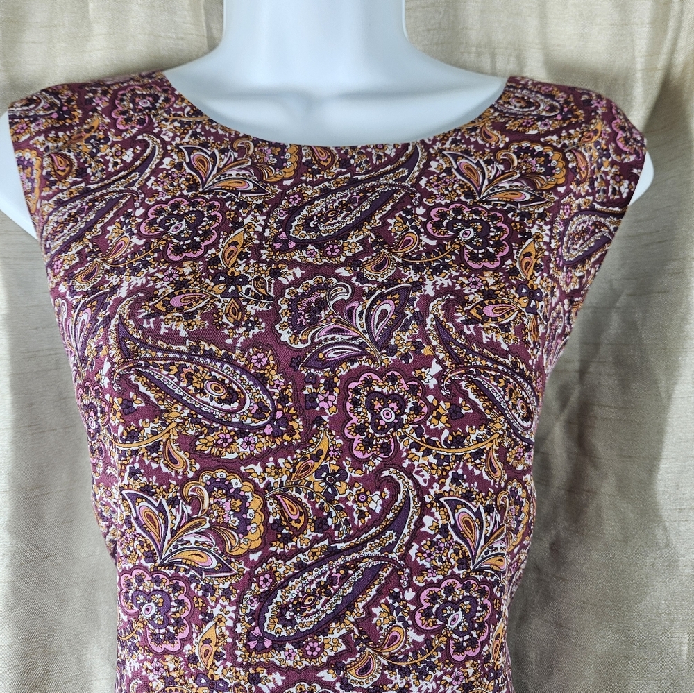 NWOT Garnet Hill purple pink floral paisley silk shift dress Womens 14 - Picture 6 of 8